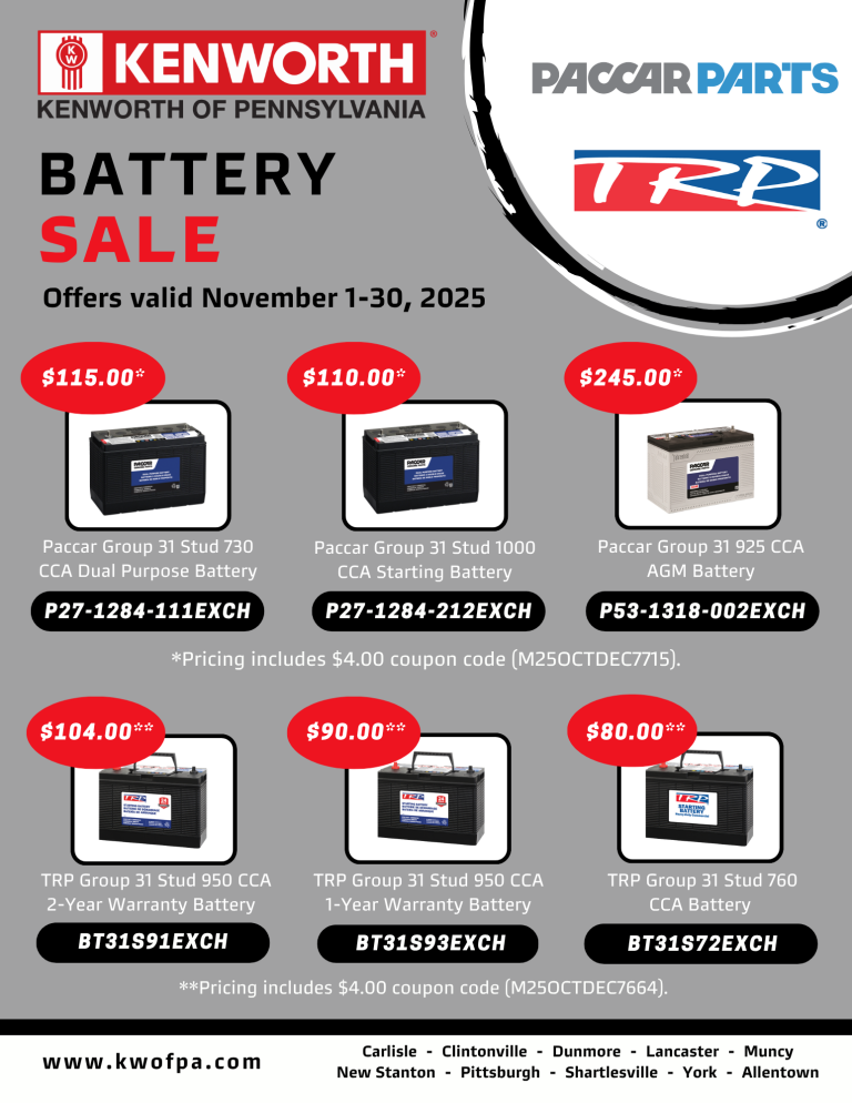 TRP & Paccar Parts Battery Sale