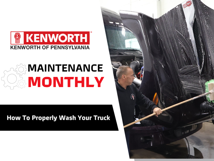 Man washing a semi-truck in a wash bay